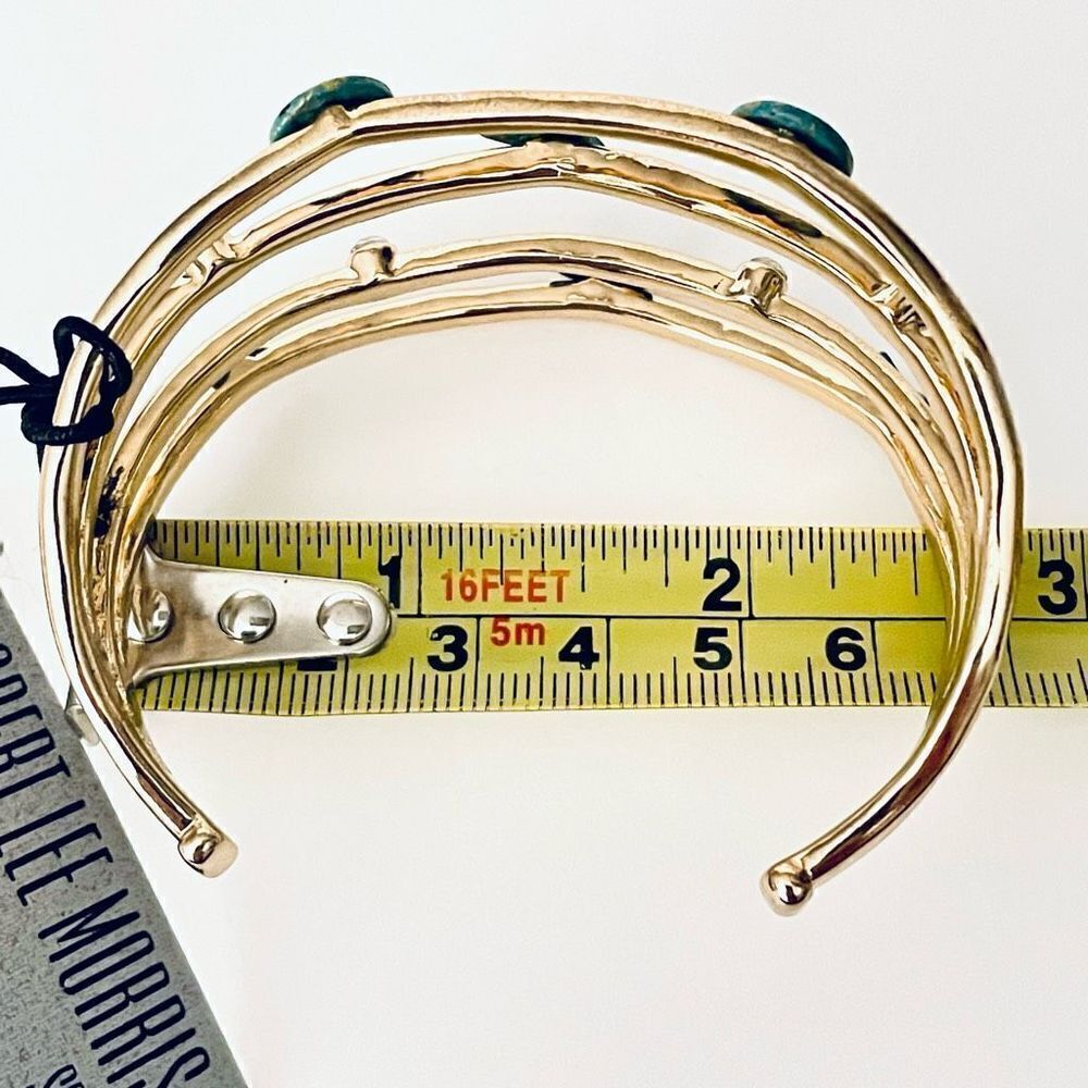 NWT Robert Lee Morris multi-row celestial Gold green patina Cuff Bangle Bracelet - Picture 11 of 12